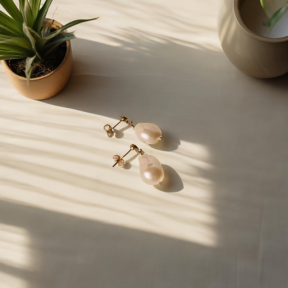 Freshwater Baroque Pearl Earrings, Unique Statement for Women